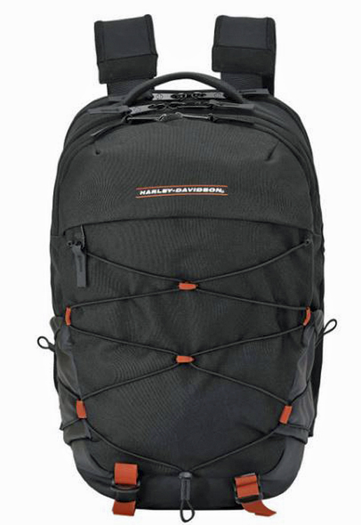 Harley-Davidson® Racing Backpack | Bungee Cord Details | Black