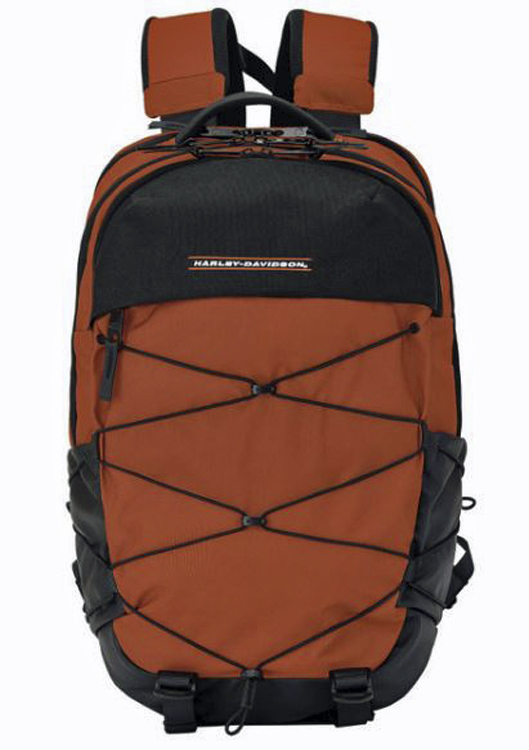 Harley-Davidson® Racing Backpack | Bungee Cord Details | Rust Orange