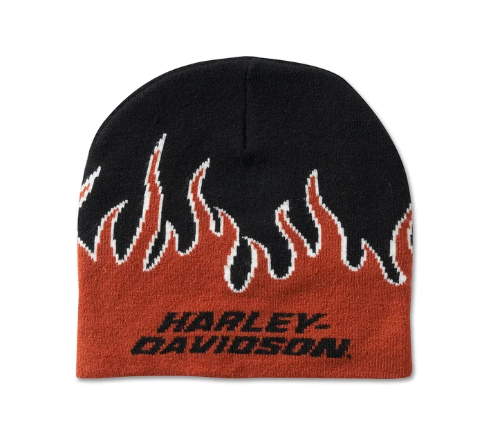 Harley-Davidson® Flames Knit Beanie - Vintage Orange
