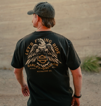 Harley-Davidson® Let's Fucking Ride Winged Skull T-shirt Black Eagle