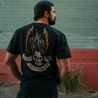 Harley-Davidson® Let's Fucking Ride Winged Skull T-shirt Black Skull