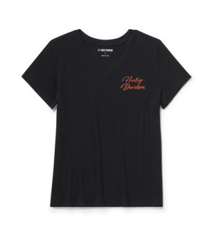 Harley-Davidson® dames T-shirt Essential Bling V-hals zwart