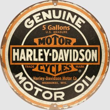 Harley-Davidson® ROUND tin sign - Genuine Motor Oil