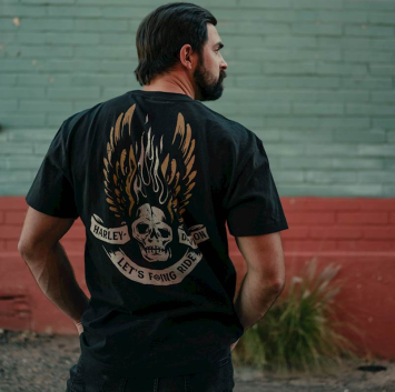 Harley-Davidson® Let's Fucking Ride Winged Skull T-shirt Black Skull