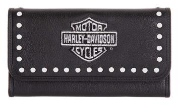 Harley-Davidson® Women's Embroidery Studded Traditional Leather Wallet